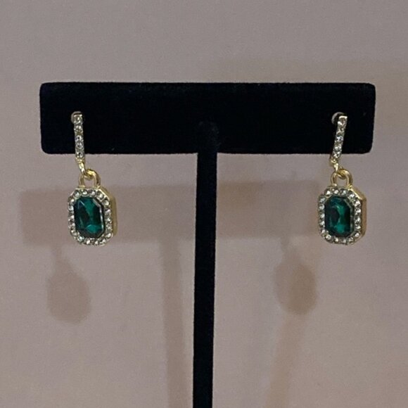 Elegant Green & Gold Drop Earrings